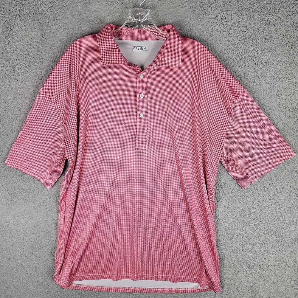Collars & Co. Polo Shirt Men's 3XL Houndstooth Stretch Golf Dress Collar Popover